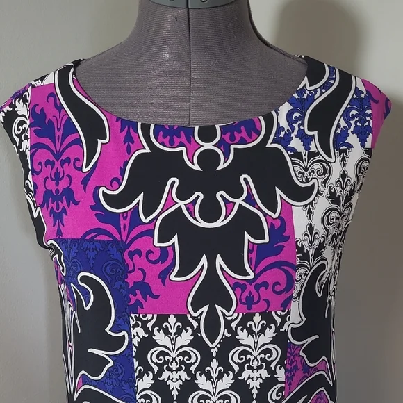 SZ4 Joseph Ribkoff Multicolor Patterned Mini Dress Style Tunic - Picture 4 of 10